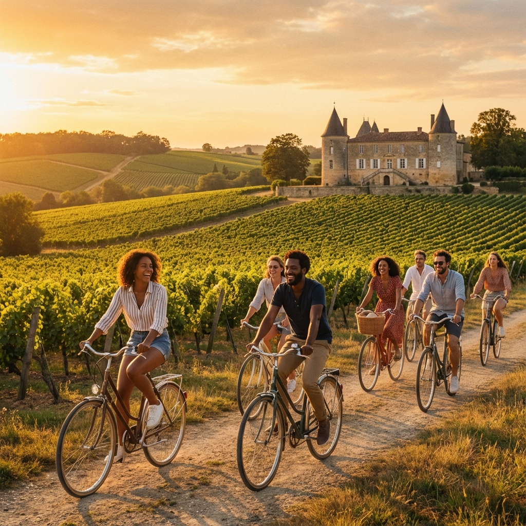 Cycling in Bordeaux Vineyards
